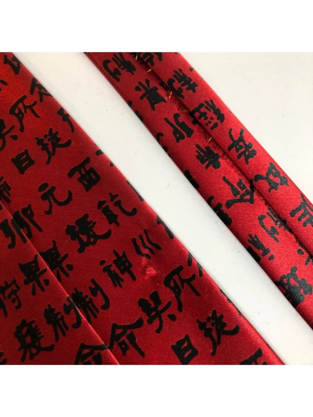 Asian-Inspired Symbols Silk Tie Red Black Mens Necktie Office Work Formal Gift